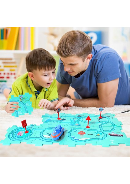 Puzzle Track Araba Oyun Seti, 3-5 Yaş Arası Çocuklar Için Araçlı Plastik Zemin Yapbozları, Elektrikli Araba Yapboz, Yeni Yürümeye Başlayan Çocuklar Için Araba Rayları, 2 3 4 5 6 Ya (Yurt Dışından) modelleri