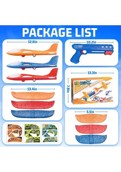 Paket LED Uçak Fırlatıcı Oyuncaklar, 1 Fırlatıcı, Çıkartmalarla 2 Uçuş Modu Planör Mancınık Düzlemi, 3 4 5 6 7 8 9 10 11 12 Yaşındaki Çocuk Erkek Kız Doğum Günü Hediyeleri Için Uça (Yurt Dışından)