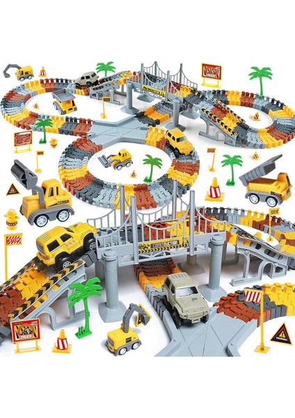 Çocuk Oyuncakları 237 Pcs Inşaat Oyuncakları 3 4 5 6 7 8 Yaşındaki Erkek Kızlar Için Yarış Pisti Oyuncak, 5 Pcs Inşaat Kamyonu Araba ve Esnek Pist Oyun Seti Mühendislik Yol Oyunlar (Yurt Dışından)