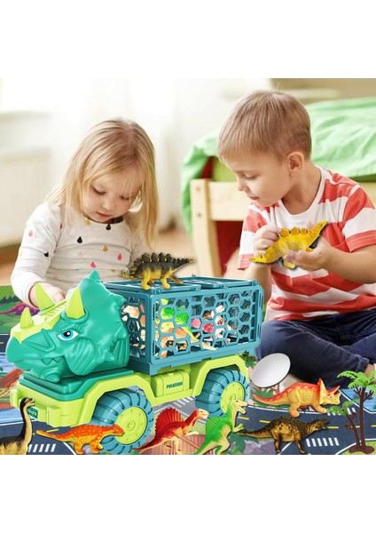 3-8 Yaş Çocuklar Için Dinozor Kamyon Oyuncakları, 15 Dino Figürlü Dino Transport Araba Taşıyıcı Kamyon Oyuncak, Oyun Matı, Dinozor Yumurtaları, Dinozor Oyun Seti, Erkek Kız Çocukla (Yurt Dışından)