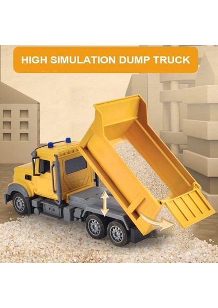Çocuklar Için Rc Damperli Kamyon Oyuncak - LED Işıklı 6 Kanal Uzaktan Kumandalı Damperli Kamyon, 2 Şarj Edilebilir Pilli Rc Inşaat Araç Kamyon Oyuncakları, 3-8 Yaş Erkek ve Kız Çoc (Yurt Dışından)