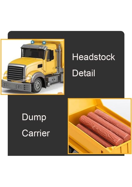 Çocuklar Için Rc Damperli Kamyon Oyuncak - LED Işıklı 6 Kanal Uzaktan Kumandalı Damperli Kamyon, 2 Şarj Edilebilir Pilli Rc Inşaat Araç Kamyon Oyuncakları, 3-8 Yaş Erkek ve Kız Çoc (Yurt Dışından)