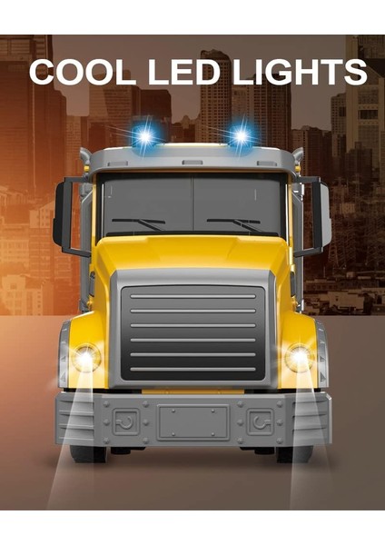 Çocuklar Için Rc Damperli Kamyon Oyuncak - LED Işıklı 6 Kanal Uzaktan Kumandalı Damperli Kamyon, 2 Şarj Edilebilir Pilli Rc Inşaat Araç Kamyon Oyuncakları, 3-8 Yaş Erkek ve Kız Çoc (Yurt Dışından)