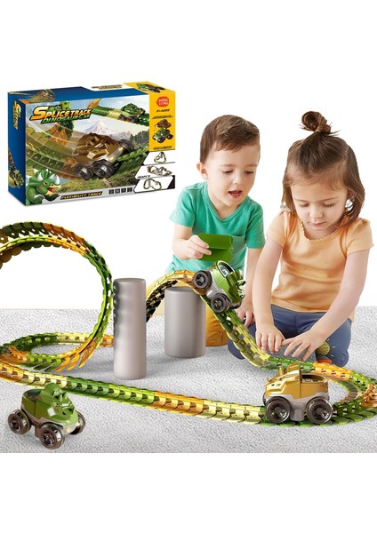 Dinozorlar Yarış Pisti Oyuncakları, Dinozorlar Hız Treni, Dinozor Yarış Arabası Esnek Parça Oyun Seti, 3 4 5 6 Yaş ve Üzeri Erkek ve Kız Çocukları Için En Iyi Hediye (138PCS) (Yurt Dışından)