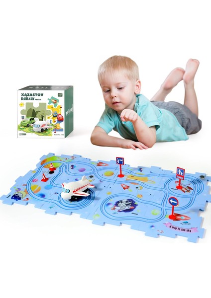 Puzzle Track Araba Oyun Seti, 3-5 Yaş Arası Çocuklar Için Araçlı Plastik Zemin Yapbozları, Vagon Yapboz, Yeni Yürümeye Başlayan Çocuklar Için Araba Rayları, 2 3 4 5 6 Yaşındaki Erk (Yurt Dışından)