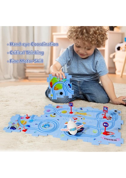 Puzzle Track Araba Oyun Seti, 3-5 Yaş Arası Çocuklar Için Araçlı Plastik Zemin Yapbozları, Vagon Yapboz, Yeni Yürümeye Başlayan Çocuklar Için Araba Rayları, 2 3 4 5 6 Yaşındaki Erk (Yurt Dışından) modelleri