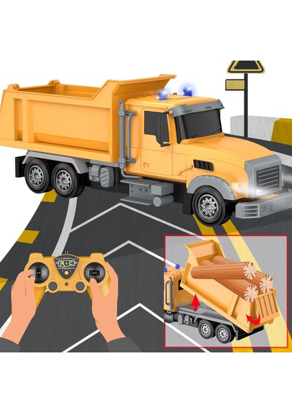 Uzaktan Kumandalı Inşaat Damperli Kamyon Oyuncak Rc Araç, 2 Şarj Edilebilir Pilli 6 Kanallı Kamyon Oyuncakları, 1/24 Ölçekli Damperli Kamyon, 3-8 Yaşındaki Erkek Çocuklar Için Doğu (Yurt Dışından)