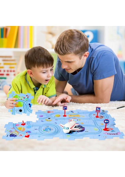 Puzzle Track Araba Oyun Seti, 3-5 Yaş Arası Çocuklar Için Araçlı Plastik Zemin Yapbozları, Vagon Yapboz, Yeni Yürümeye Başlayan Çocuklar Için Araba Rayları, 2 3 4 5 6 Yaşındaki Erk (Yurt Dışından) fırsatları