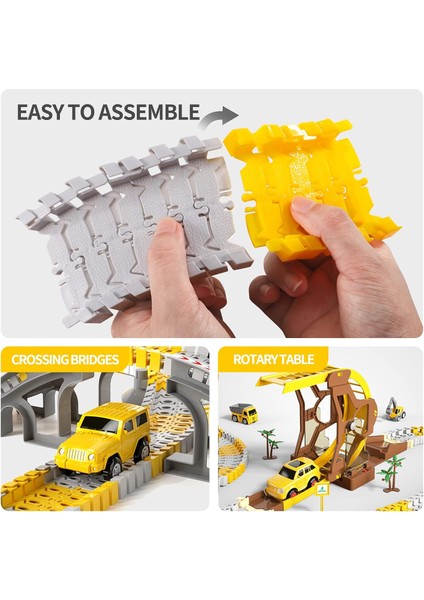 302 Pcs Inşaat Yarış Pisti Oyun Matlı Erkek Çocuk Oyuncakları 39,4"*56,7", 6 Pcs Mühendislik Arabaları ve Yarış Pisti Playset Bir Mühendislik Yolu Oluşturun 3 4 5 6 Yaşındaki Erkek (Yurt Dışından)