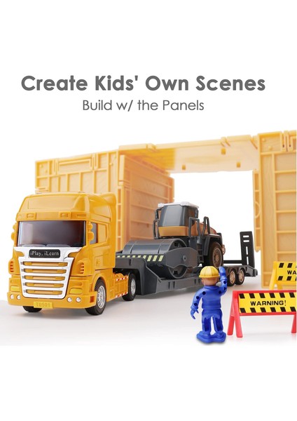 Çocuk Inşaat Oyuncakları Kamyon Seti, Erkek Iş Makinası Oyun Seti, Vinç Taşıma Römorku, Sandbox Sitesi Için Buldozer Forklift, 3 4 5 6 Yaşındaki Yürümeye Başlayan Çocuklar Için Doğ (Yurt Dışından)