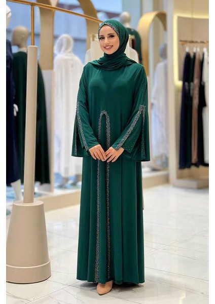 Pelerin, Elbise ve Şal Üçlü Takım 3932 Zümrüt