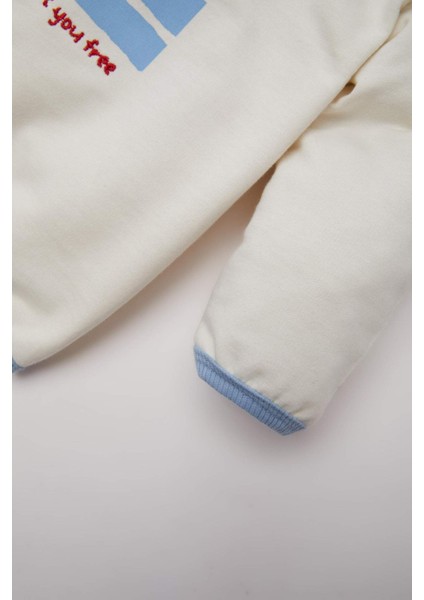 Erkek Bebek 2'li Takım Bisiklet Yaka Baskılı Sweatshirt Çizgili Alt D9088A525SP