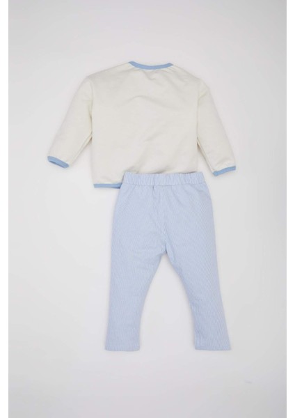 Erkek Bebek 2'li Takım Bisiklet Yaka Baskılı Sweatshirt Çizgili Alt D9088A525SP