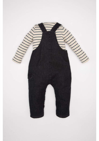 Erkek Bebek 2'li Takım Çizgili Uzun Kollu Tişört Jean Salopet D4130A524WN