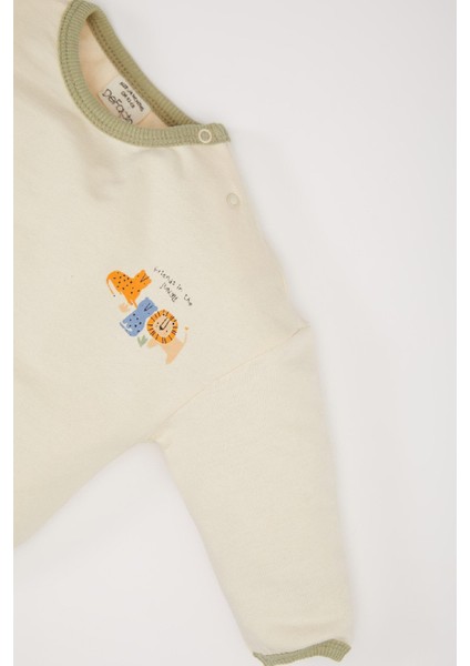 Erkek Bebek 2'li Takım Safari Baskılı Uzun Kollu Sweatshirt Beli Lastikli Eşofman Altı D8707A525SP