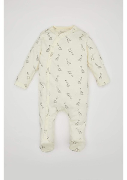 Erkek Bebek Yeni Doğan Zürafa Baskılı Uzun Kollu Tulum C1544A524SM