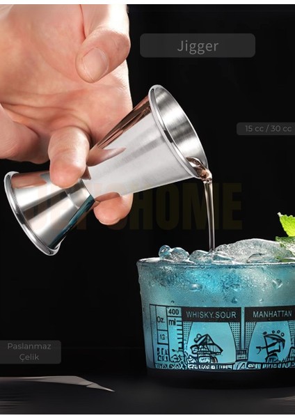 Jigger Çift Taraflı Bar Ölçeği Paslanmaz Kokteyl Ölçeği Barmen Ölçü Kabı Çelik 15/30 cc modelleri