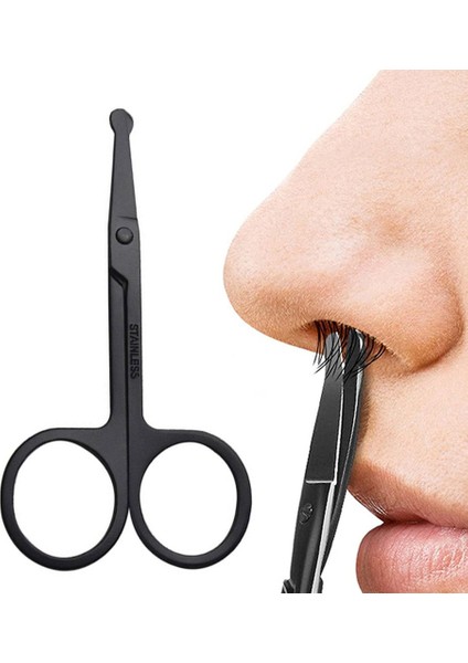 Paslanmaz Çelik Burun Kılı Kesme Makası Yuvarlak Başlı E Makas Keskin - Siyah (Yurt Dışından) indirimleri