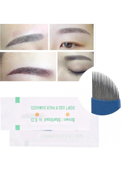 50 Adet 3D Kaş Dövme Manuel Microblading Kalıcı Dövme Steril Iğne 18 Pin (Yurt Dışından)