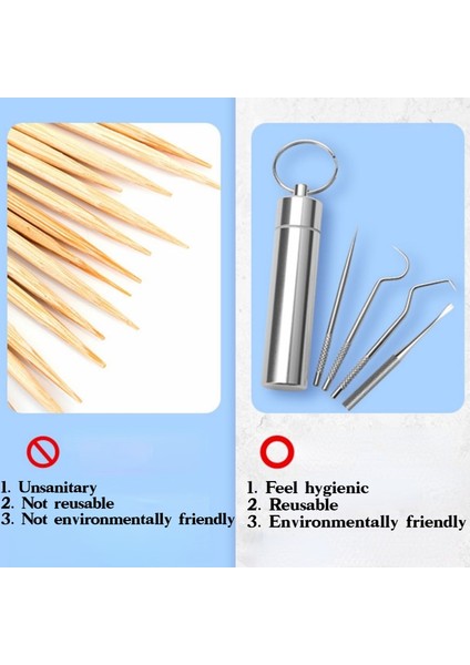 Yeniden Kullanılabilir Kürdan Seti Paslanmaz Çelik Diş Ipi Kürdan Ağız Temizleme Diş Ipi Taşınabilir Kürdan Diş Ipi Temizleyici (Yurt Dışından) fiyatları
