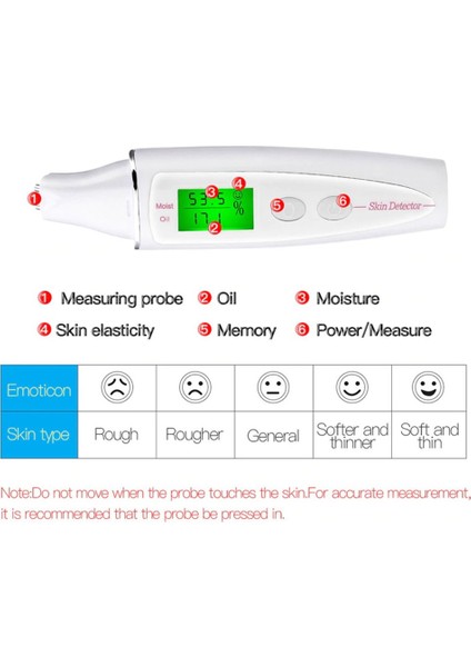 Skin Yzer 3'ü 1 Arada LCD Ekran Vücut Yağı Su Yzers Nem Test Cihazları Beyaz (Yurt Dışından) modelleri