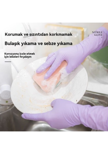 Mutfak Bulaşık Yıkama Ev Işleri Gıda Sınıfı Tek Kullanımlık Kalınlaşma Temizlik Dayanıklı Eldiven (Yurt Dışından)