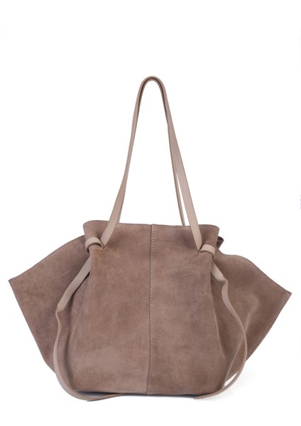 Ange Geniş Hacimli Deri Süet Omuz Çantası