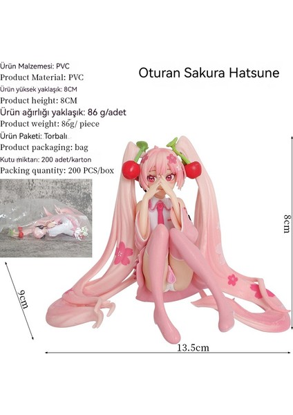 8 cm Hatsune Miku El Yapımı Oturma Pozisyonu Sakura Hatsune Iki Boyutlu Güzellik Kız Masaüstü Süsleri (Yurt Dışından)