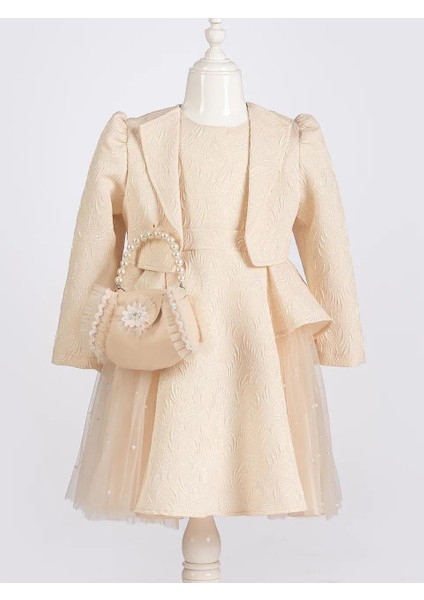 Kız Çocuk Elbise Ceketli Tüllü Çantalı