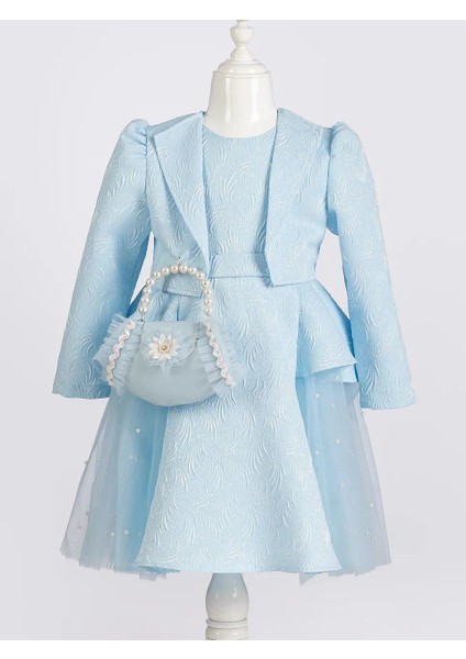 Kız Çocuk Elbise Ceketli Tüllü Çantalı