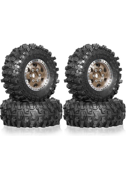1.0 Inç Metal Beadlock Tekerlek Lastiği Seti 1/18RC Paletli Araç Kahverengi (Yurt Dışından)