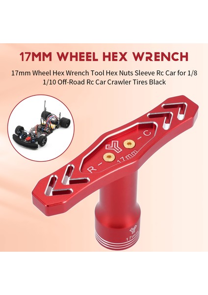 17MM Tekerlek Altıgen Anahtar Aleti 1/8 1/10 Rc Araba Paletli Lastikler Için Kırmızı (Yurt Dışından) fırsatları