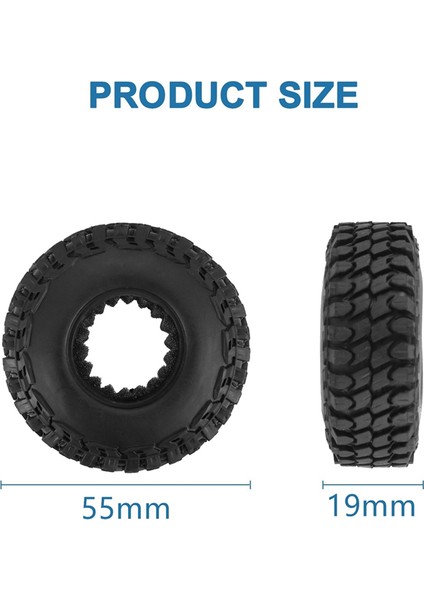 4 Adet 55MM 1.0 Inç Beadlock Jant Lastiği 1/18 1/24 Rc Araba Için, 2 (Yurt Dışından)