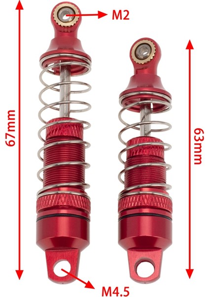 1/18 Mini-T 2.0 2WD Stadyum Kamyonu Kırmızı Için 4 Adet Amortisör (Yurt Dışından)