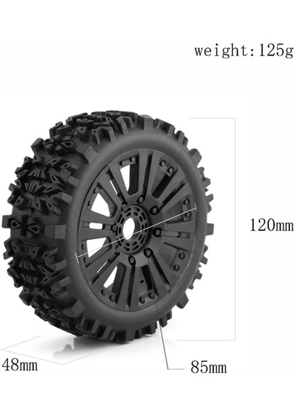 4 Adet 1/8 Arazi Aracı Tekerlekleri Lastikler 120 mm Kauçuk Kaya Lastikleri (Yurt Dışından)