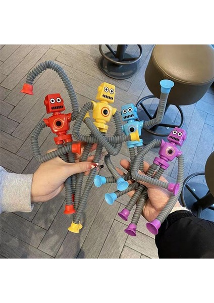 4 Adet Teleskopik Vakumlu Robot Oyuncak Işıksız (Yurt Dışından)