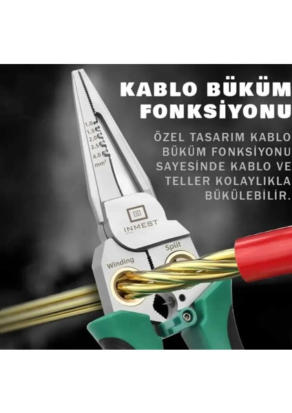 Çok Amaçlı Pense 8 Fonksiyonlu Elektrikçi Kablo Soyma Pensesi