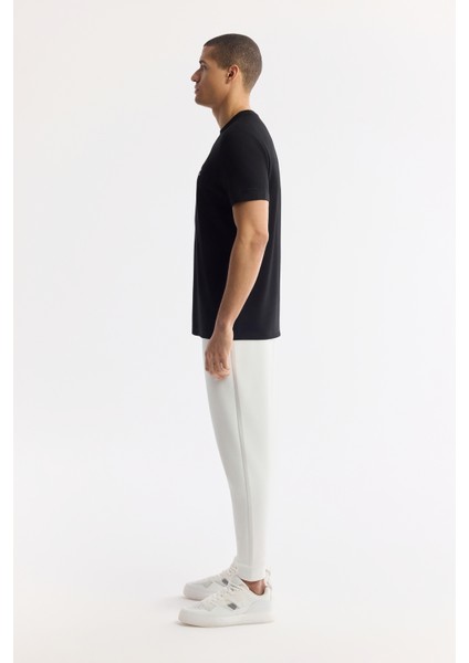 Erkek Siyah Bisiklet Yaka Baskılı Bi-Stretch İnterlok Regular Fit T-Shirt A51Y1131