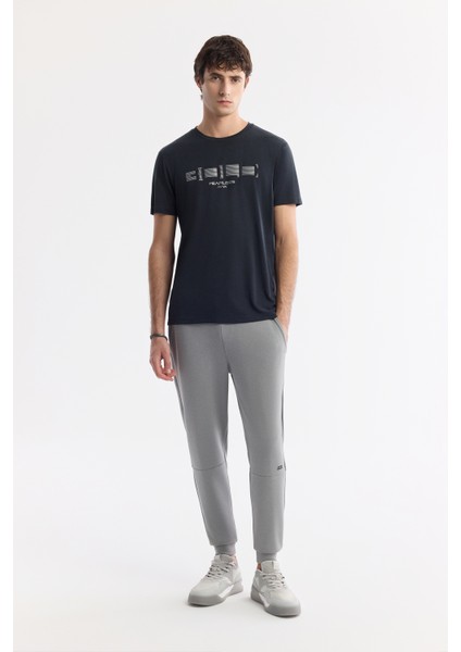 Erkek Antrasit Bisiklet Yaka Baskılı Shoft Touch Flamlı T-Shirt A51Y1138