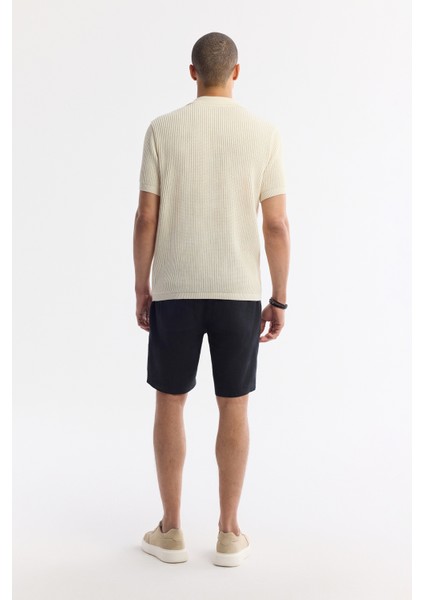 Erkek Bej %100 Pamuk Polo Yaka Düğmesiz Ajurlu Triko T-shirt A51y5166 fırsatları