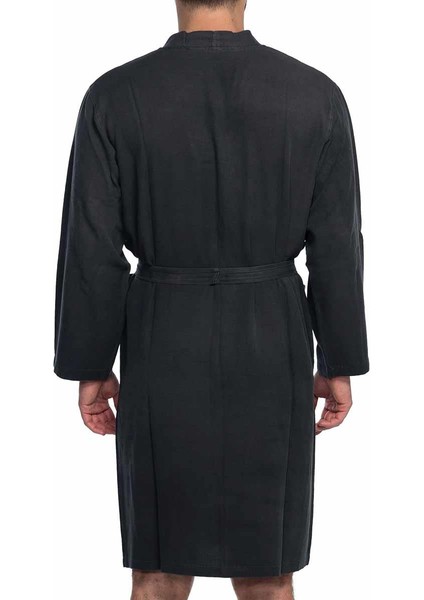 Bala Sultan Taşlama Kimono Yaka Bornoz Siyah