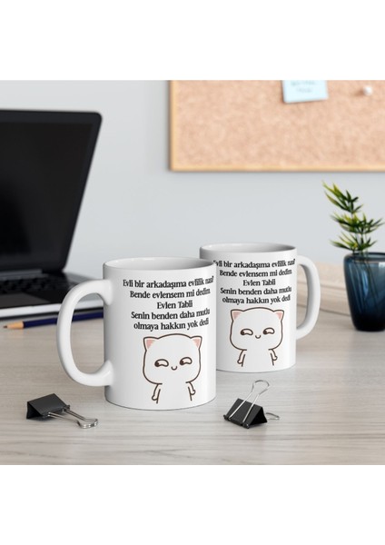 Mochi Cat Efsane Sözler Baskılı Kupa