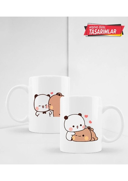 Mochi Cat Sevgili Çift Aşk Kupa Seti 2 Adet İkili Mochi Tasarımlı Kupa Bardak Sevgililer Günü
