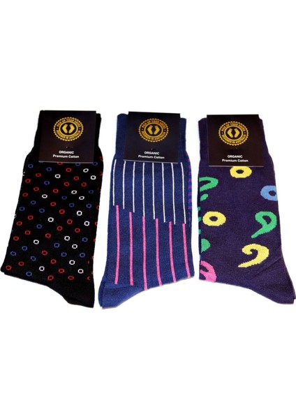 Pick Up Your Socks Organik, Pamuklu, Dikişsiz, Özel Tasarım Erkek Çorap. 41-46 Beden. 3 Adet