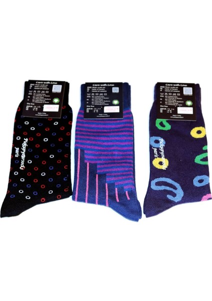 Pick Up Your Socks Organik, Pamuklu, Dikişsiz, Özel Tasarım Erkek Çorap. 41-46 Beden. 3 Adet