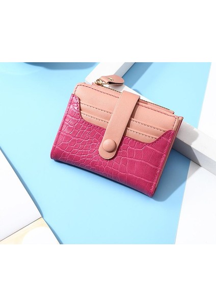 Yeaın Cüzdan Kart Tutucu Yüksek Kaliteli Pvc Kumaş Düz Renk ve Zarif Stil, Pembe (Yurt Dışından)