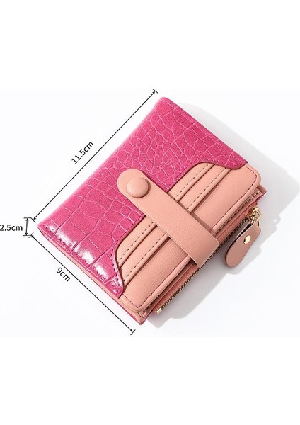 Yeaın Cüzdan Kart Tutucu Yüksek Kaliteli Pvc Kumaş Düz Renk ve Zarif Stil, Pembe (Yurt Dışından)
