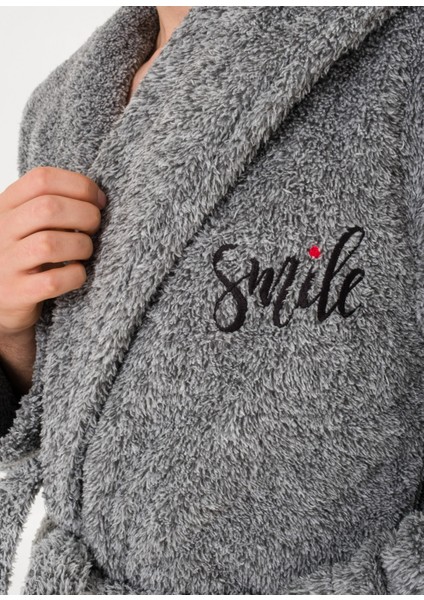 Welsoft Uzun Kapüşonlu Lacivert Erkek Peluş Sabahlık