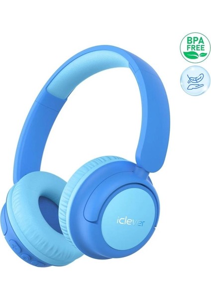 Güvenli Ses Sınırlı 60 Saat Oynatma Süreli Bluetooth Çocuk Kulaklığı Mavi