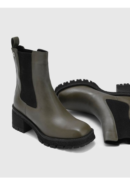 Lambare Deri Kadın Haki Topuklu Bot fiyatları